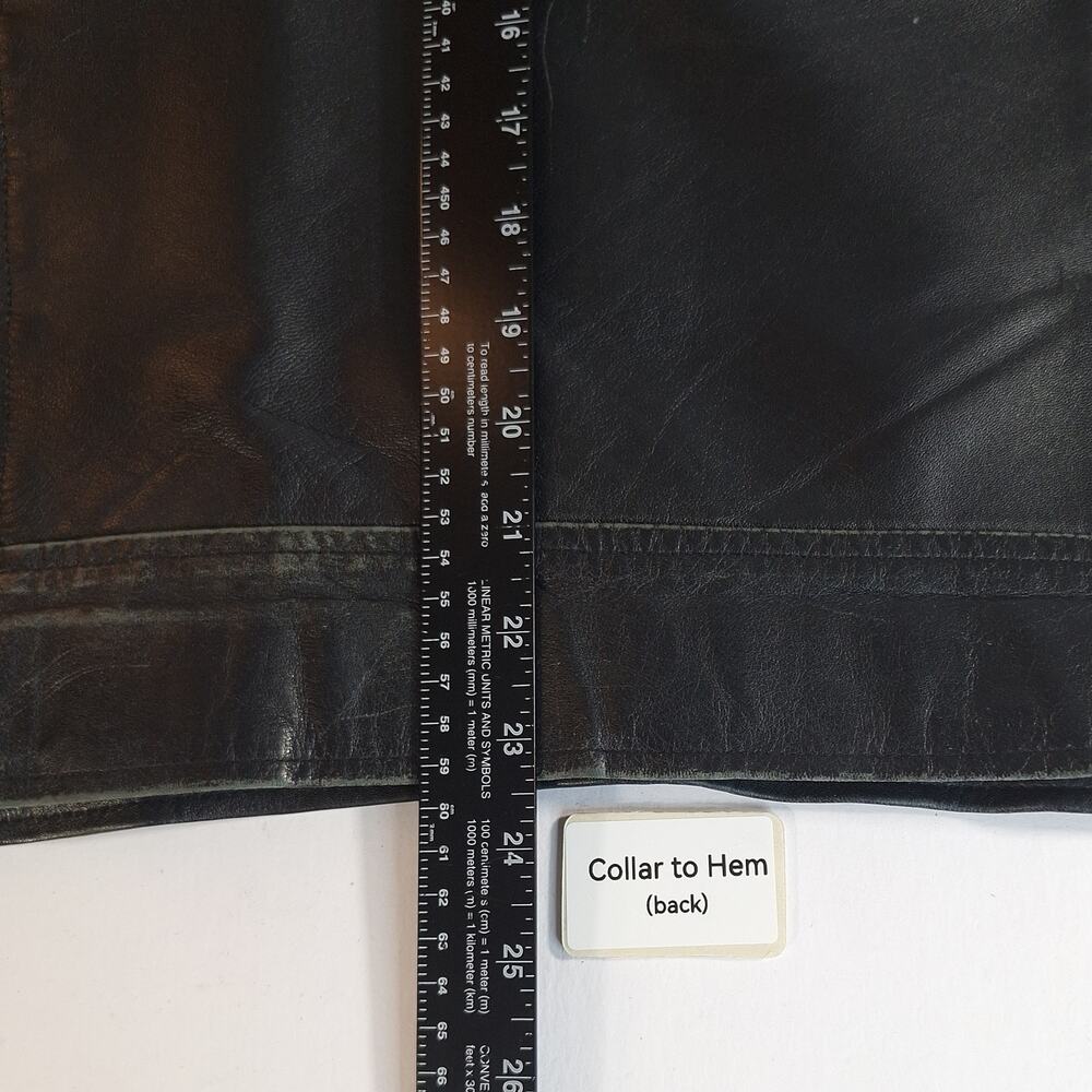 Leather Cult Jacket Mens Unisex Medium Black Genuine Leather Biker Vintage Moto - Picture 13 of 15